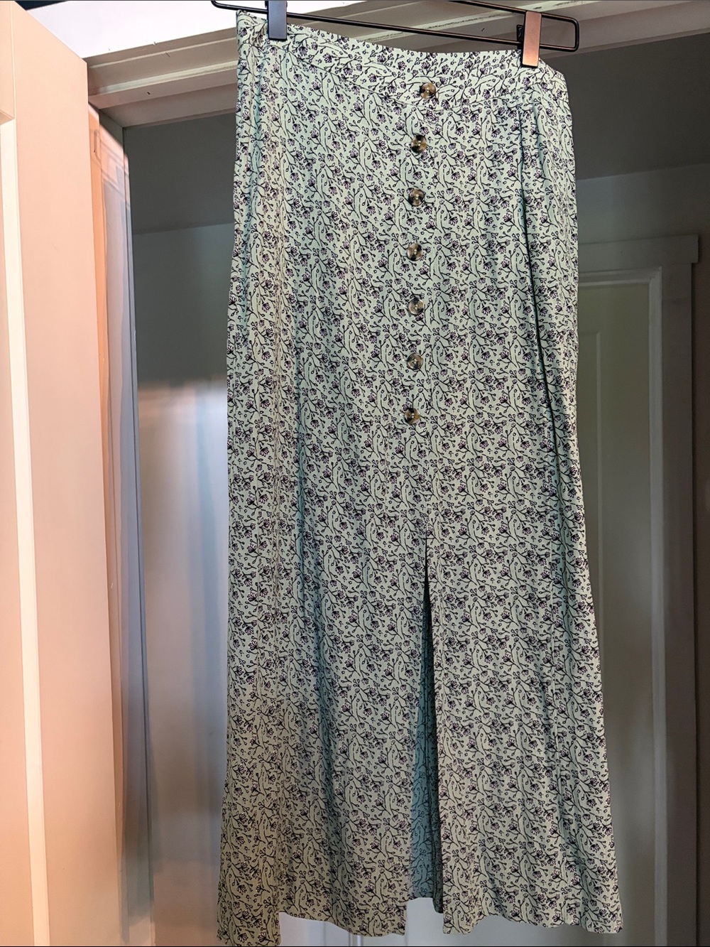 & Other Stories Mint Green Floral Maxi Skirt